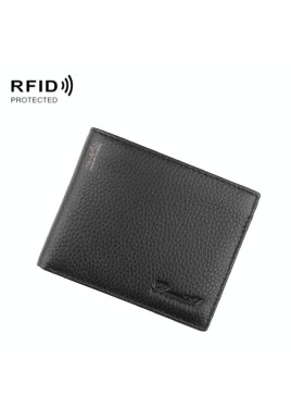 Rfid Men Short Wallet with Card Slots - Black