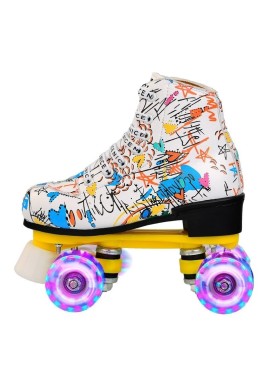 Flash Wheel Roller Skates for Adults - White Size 43