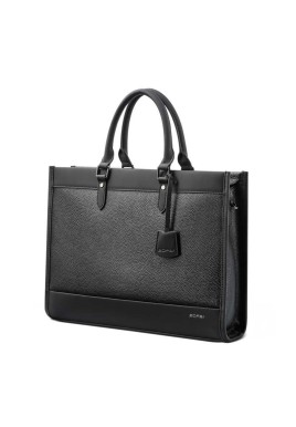 Large-capacity Leather Laptop Messenger Briefcase in Black