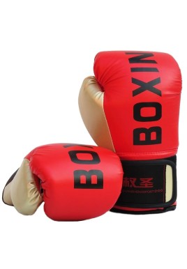 Adult Boxing Training Gloves For Sanda Fighting - Letter Pattern - Red