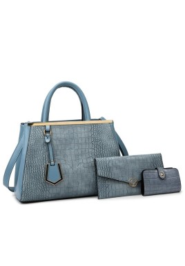 Patchwork Stone Pattern Handbag - Shoulder / Crossbody - Blue