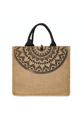 Simple Linen Tote Bag with Large Capacity - Style Print - Semicircle