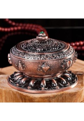 Large Pale Red Eight Treasure Incense Burner Decoration