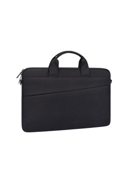 Portable Laptop Tablet Bag - 15.4 Inch Double Side Pockets Soft Handle Oxford Cloth - Black