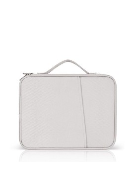 Leather Portable Bag with Cloth Texture - White