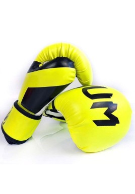 Professional Boxing Gloves For Adult Training - 10Oz Muay Thai Fighting - Fluorescent Yellow