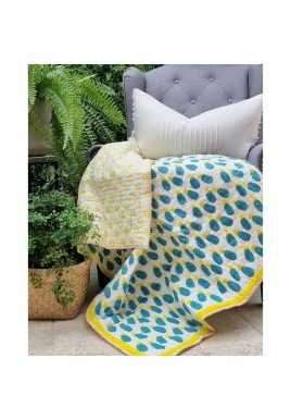 GOTS Certified Organic Cotton Reversible Baby Quilt (100x120cm) - Blue Pineapple