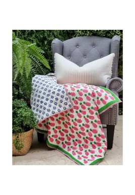 GOTS Certified Organic Cotton Reversible Baby Quilt (100x120cm) - Pink Pineapple