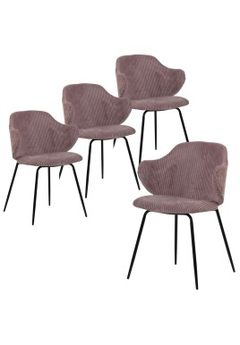 Set of 2 Dining Chairs with Corduroy Cord Fabric in Pink