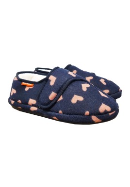 ARCHLINE Orthotic Plus Slippers Closed Scuffs Pain Relief Moccasins - Navy Hearts - EU 35
