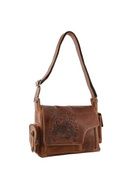 Billy The Kid Men's Genuine Leather Messenger Bag in Cognac