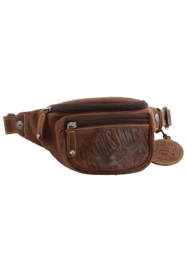 Jack's Inn Mudslide Brown Crazy Horse Leather Bumbag Waist Belt Bag Pouch in Cognac 