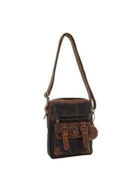 Jack's Inn Panama Canvas and Leather Small Crossbody Bag Vintage in Cognac
