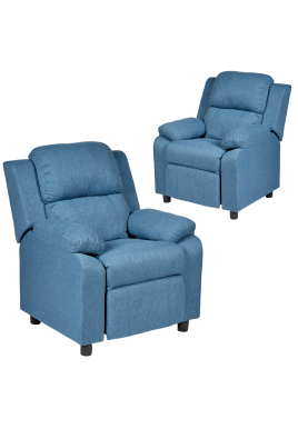 Set of 2 Erika Blue Kids Recliner Sofa Chair Blue Lounge Couch Armchair Childrens