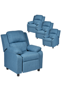 Set of 4 Erika Blue Kids Recliner Sofa Chair Blue Lounge Couch Armchair Childrens