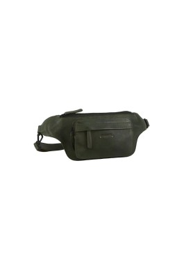 Pierre Cardin Mens Bum Bag Waist Pack Leather Travel Money Phone - Dark Green