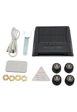 HRIDZ 1050 Solar Wireless TPMS Car Tire Tyre Pressure Monitor Monitoring System 4 Sensors
