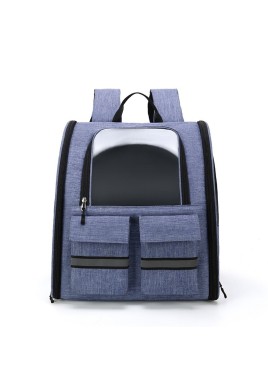 Light Blue Collapsible Pet Carrier Backpack with Trolley Sleeve