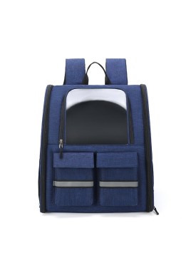 Blue Collapsible Pet Carrier Backpack with Trolley Sleeve