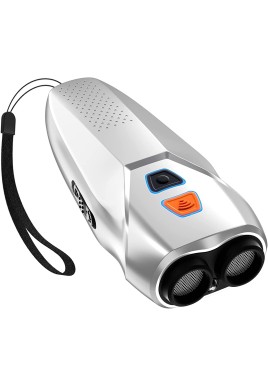 Silver Handheld Ultrasonic Dog Trainer with Dual Mode | Training & Deterrent Device with LED Light