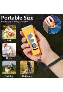 Yellow Portable Ultrasonic Dog Training Device - Anti-Barking & Obedience Trainer with LED Indicator, Easy to Carry