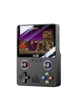 X6 Black Handheld Gaming Console - 3.5-Inch HD Screen, Dual Joysticks, Multi-Emulator Support, 32GB Storage
