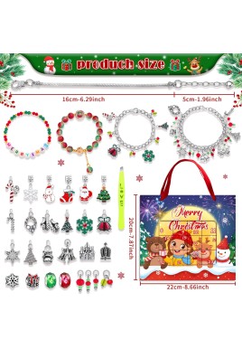 M-19 Christmas Jewelry Advent Calendar - DIY Charm Bracelet Kit with 24 Days of Surprises