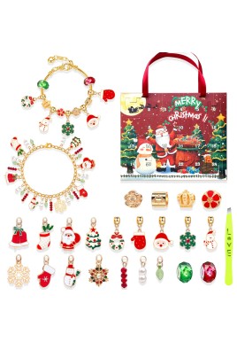 M-20 Christmas Jewelry Advent Calendar - DIY Charm Bracelet Kit with 24 Days of Surprises