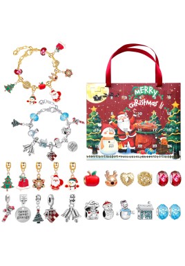 M-10 Christmas Jewelry Advent Calendar - DIY Charm Bracelet Kit with 24 Days of Surprises