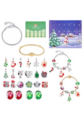 M-06 Christmas Jewelry Advent Calendar - DIY Charm Bracelet Kit with 24 Days of Surprises