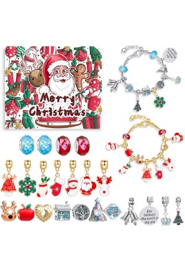 M-07 Christmas Jewelry Advent Calendar - DIY Charm Bracelet Kit with 24 Days of Surprises