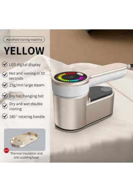 Yellow Mini Electric Iron - Rotating Handheld Garment Steamer, Portable Wrinkle Remover for Clothes, Compact Steam Iron for Home and Travel Use
