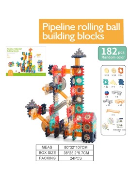 182PCS Sliding Bead Track Window Blocks - Educational Building Blocks for Kindergarten & Babies