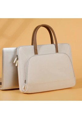 Beige Simple & Stylish Laptop Bag - Elegant Notebook Carrier for Students, Professionals, and Gift Purposes