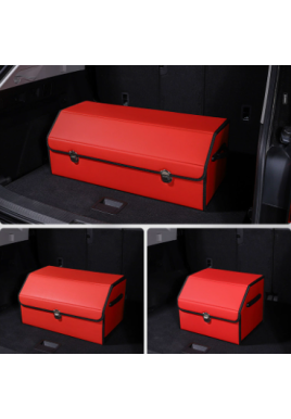 Medium Sized Red Foldable Car Trunk Storage Box - Large Capacity Insertable Rear Organizer