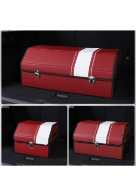 Extra Large Wine red-white Foldable Car Trunk Storage Box - Large Capacity Insertable Rear Organizer
