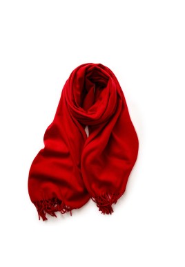 Jujube Red 2 PCS Faux Cashmere Solid Color Scarf Shawl with Tassels - Warm Korean Style Wrap (180cm x 70cm)
