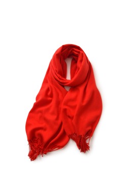 Red 2 PCS Faux Cashmere Solid Color Scarf Shawl with Tassels - Warm Korean Style Wrap (180cm x 70cm)