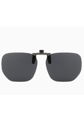 Black-grey 2-Piece Flip-Up Sunglasses Clip-On Set for Glasses - UV-Protective Square Polarized Lenses for Driving