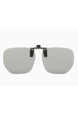 Grey to Dark Grey 2-Piece Flip-Up Sunglasses Clip-On Set for Glasses - UV-Protective Square Polarized Lenses for Driving