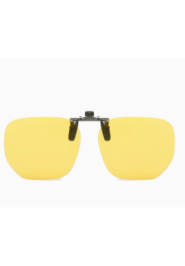 Night Vision 2-Piece Flip-Up Sunglasses Clip-On Set for Glasses - UV-Protective Square Polarized Lenses for Driving