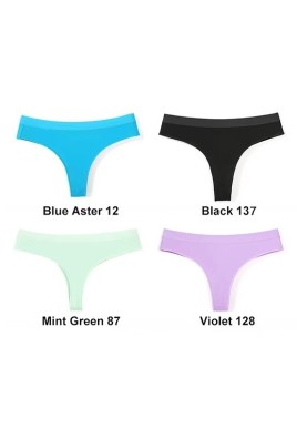 4 pcs Women's Sexy Low-Waist Cotton Thong Underwear, Size M
