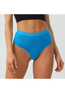 3 pcs（White+Black+Blue Aster） High-Waisted Solid Color Cotton Comfort Plus Size Tummy Control Thong Panties for Women – Size S