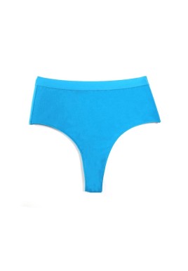  3 pcs Blue Aster High-Waisted Solid Color Cotton Comfort Plus Size Tummy Control Thong Panties for Women - Size L