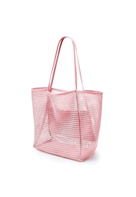 2 pcs Pink Casual Mesh Tote Bag - Shoulder Bag for Beach & Travel 35x17x37cm