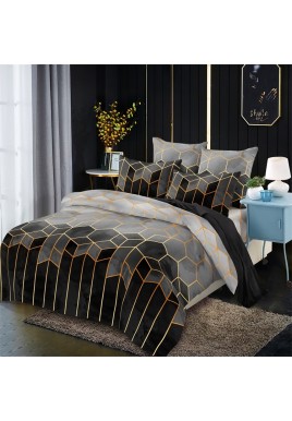 Geometric Print Duvet Cover - 3 Piece Grey Ombre Bedding Set Quilt cover 230X265cm-Pillowcase 51X92cm