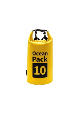 Yellow 10L Waterproof Dry Bag - PVC Mesh Rafting & Swimming Backpack