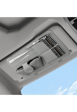 Gray Car Organizer - Sun Visor Clip with Sunglasses Holder, Card Holder, Cash Pocket