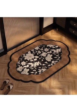 Ink Flower Diatomaceous Earth Bathroom Mat - Vintage Design, Fast-Dry Anti-Slip 40*60cm