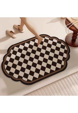 Lattice Diatomaceous Earth Bathroom Mat - Vintage Design, Fast-Dry Anti-Slip 60*90cm